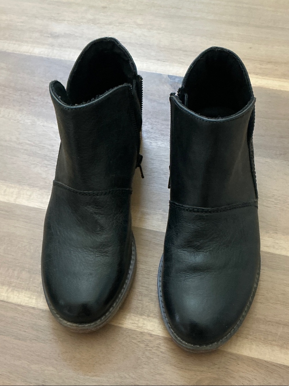 Josef Seibel Black Leather Ankle Booties with Side Zip